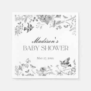 Serviette En Papier Bain de bébé floral vintage toile de Jouy noire