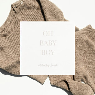 Serviette En Papier Bain de bébé garçon personnalisé taupe clair