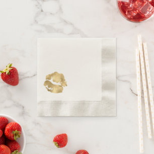 Serviette En Papier Baiser de rouge à lèvres en feuille d'or faux