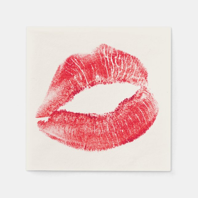 Serviette En Papier Baiser Red Lips Papier Napkin (Devant)