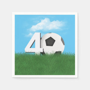 Serviette En Papier Bal De Football 40e Anniversaire En Herbe Verte