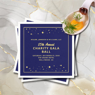 Serviette En Papier Bal de gala Enchère Silencieuse Elégant Bleu Or