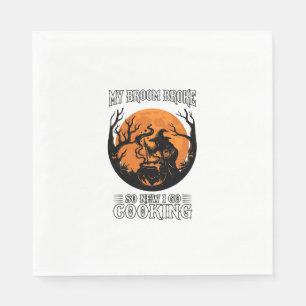 Serviette En Papier Balai Brisé Cuisine Sorcière Chaudron Pleine Lune