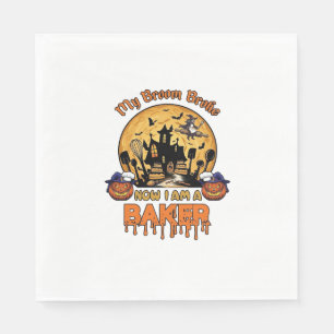 Serviette En Papier Balai Brisé Pâtissier Halloween Sorcière Chef Citr