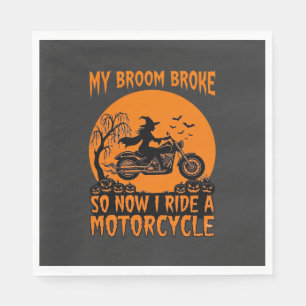Serviette En Papier Balai Casse Halloween Sorcière Moto Chauves-Souris