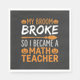 Serviette En Papier Balai d'Halloween de professeur de maths drôle