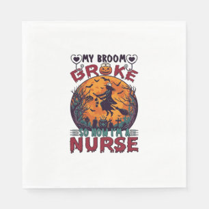 Serviette En Papier Balai Infirmière Cassée Halloween Sorcière Pleine 