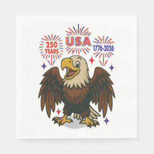 Serviette En Papier Bald Eagle avec Fireworks - USA 250 ans 1776-2026