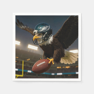 Serviette En Papier Bald Eagle Portant Un Engin De Football Au Stade