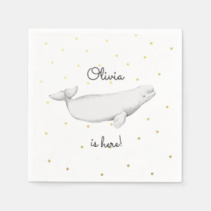 Serviette En Papier Baleine Beluga personnalisée Nouvelle douche bébé