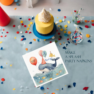Serviette En Papier Baleine faire un splash garçons Anniversaire Merci