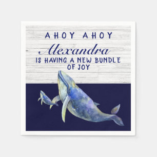 Serviette En Papier Baleine Marine Bleu Baby shower Nautique Garçon se
