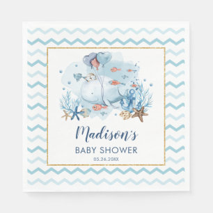 Serviette En Papier Baleine mignonne sous la mer Baby shower nautique