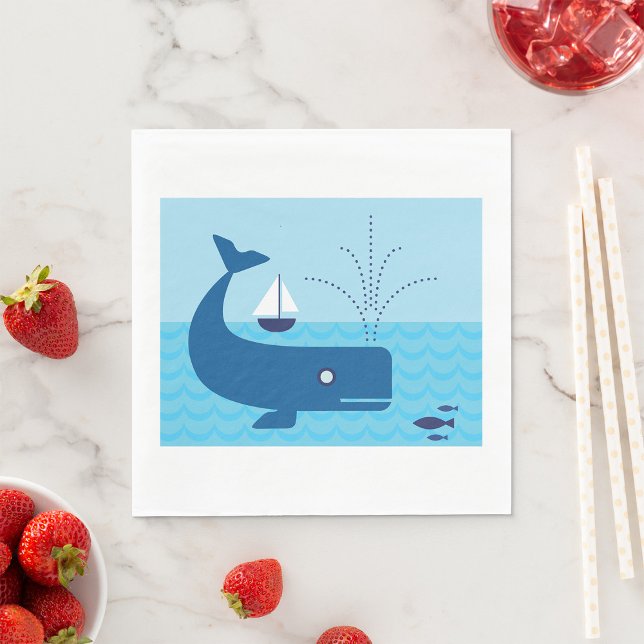 Serviette En Papier Baleine nautique et voilier Océan Blue Sea (Créateur téléchargé)