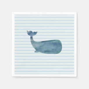 Serviette En Papier Baleine Ocean Blue Stripe Papier Napkin