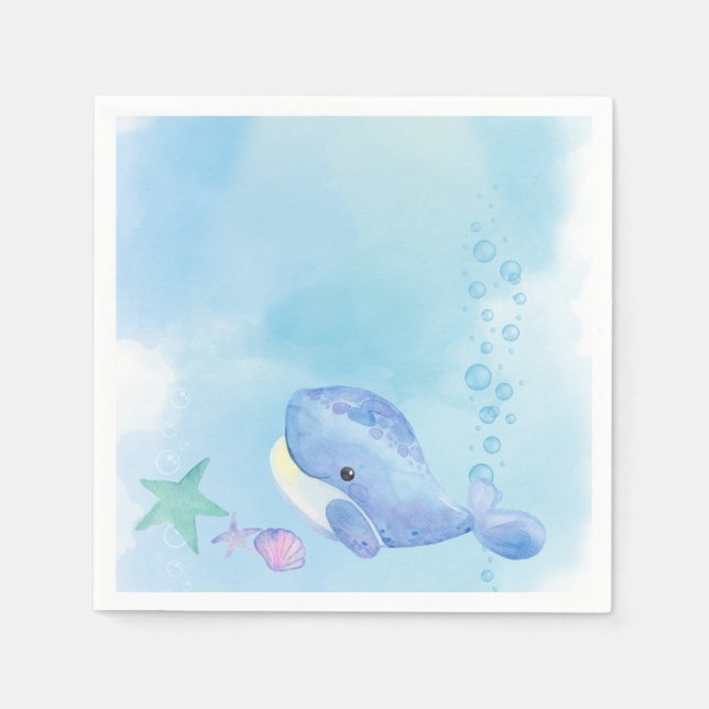 Serviette En Papier Baleine Tastic Blue Anniversaire (Devant)