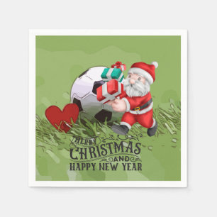 Serviette En Papier Ball de football Père Noël pour la fête de Noël
