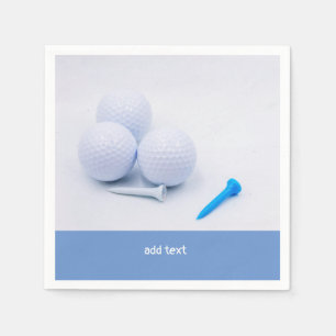 Serviette En Papier Ball de golf avec tee - shirts bleus et blancs sur