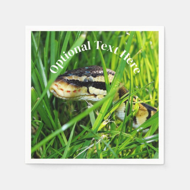 Serviette En Papier Ball Python serpent dans l'herbe (Devant)