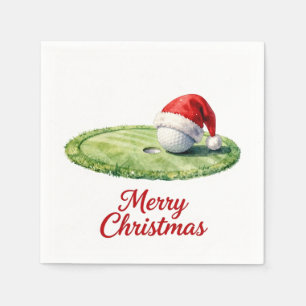 Serviette En Papier Balle de golf de Noël avec chapeau de Père Noël su