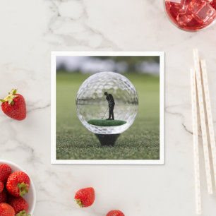 Serviette En Papier Balle de golf en verre avec golfeur à l'intérieur,