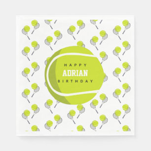 Serviette En Papier Balle de Tennis & Raquette Raquette Anniversaire