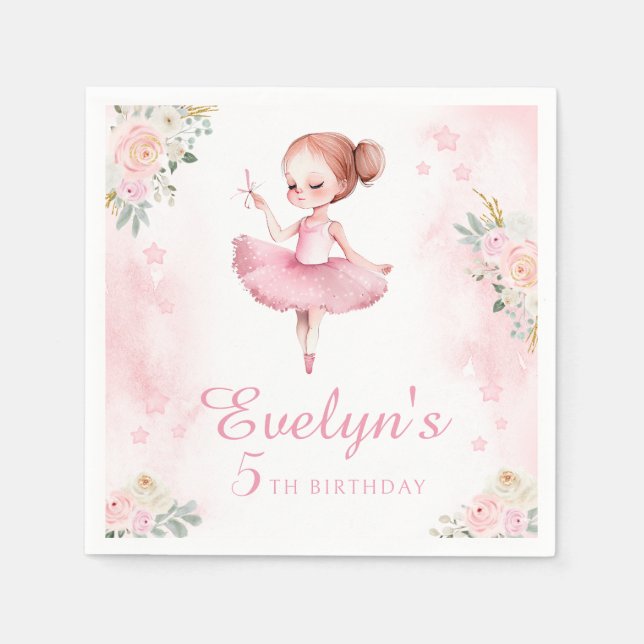 Serviette En Papier Balle rose fille ballerine anniversaire serviettes (Devant)