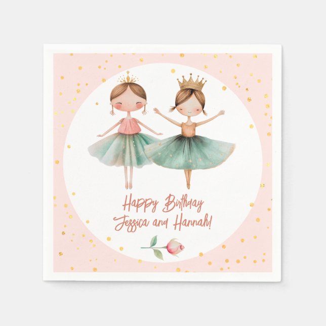 Serviette En Papier Ballerina Ballet rose Anniversaire de enfant doubl (Devant)