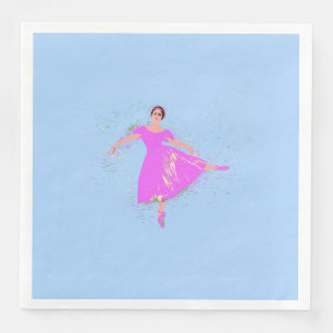 Serviette En Papier Ballerina Danseuse en robe rose magenta