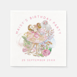 Serviette En Papier Ballerina Floral Rose Gold Nom Anniversaire