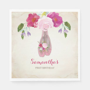 Serviette En Papier Ballerina Party Napkin, Shabby Chic Floral