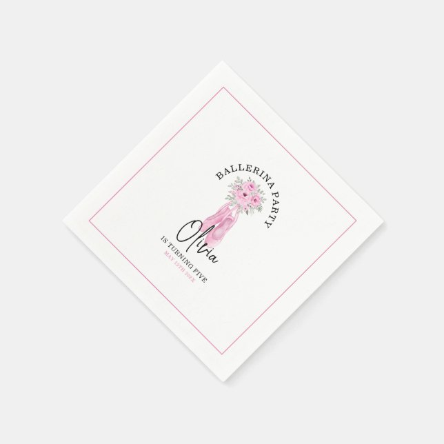 Serviette En Papier Ballerina rose adorable fête d'anniversaire (Coin)