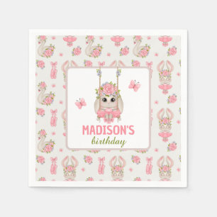 Serviette En Papier Ballerina thème lapin pastel rose fille
