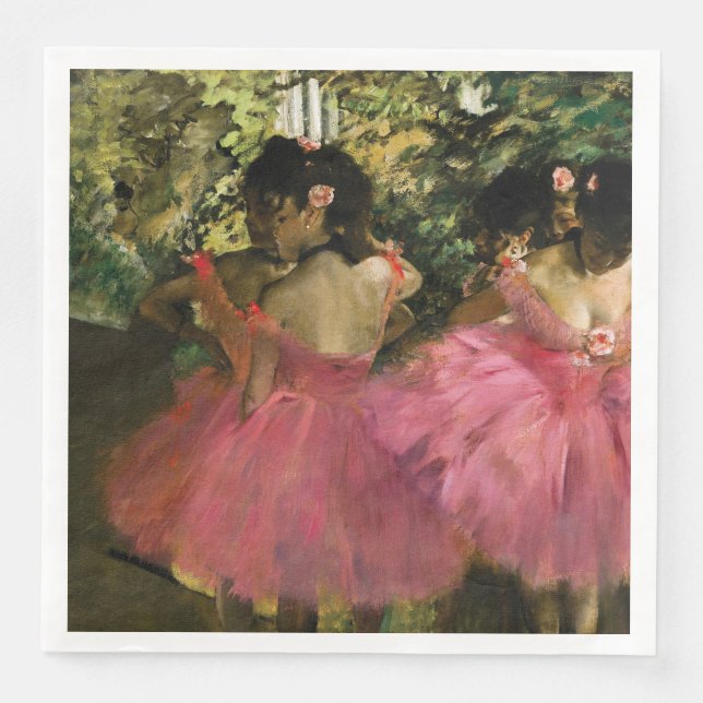 Serviette En Papier Ballerinas en rose par Edgar Degas (Devant)