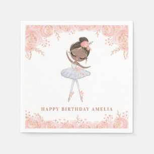 Serviette En Papier Ballerine noire en robe blanche Fête d'anniversair