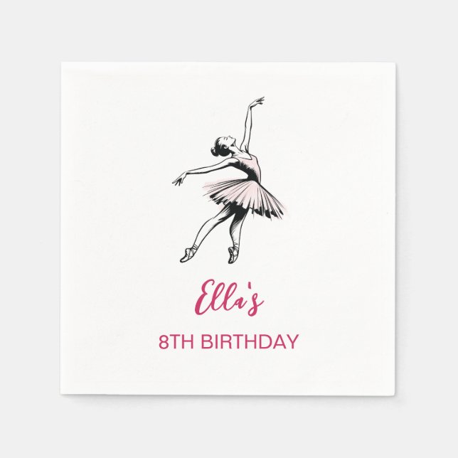 Serviette En Papier Ballet Ballerina Fille de fête d'anniversaire (Devant)