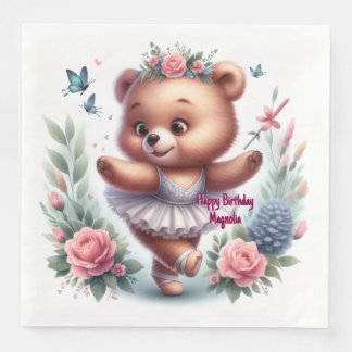 Serviette En Papier Ballet Bear Birthday Napkins