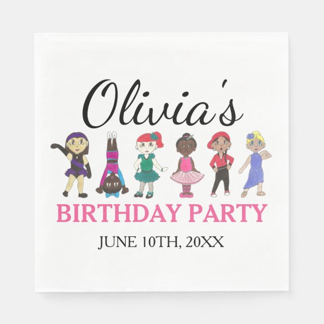 Serviette En Papier Ballet Tap Jazz Acro Lyrique Danseur Anniversaire (Devant)