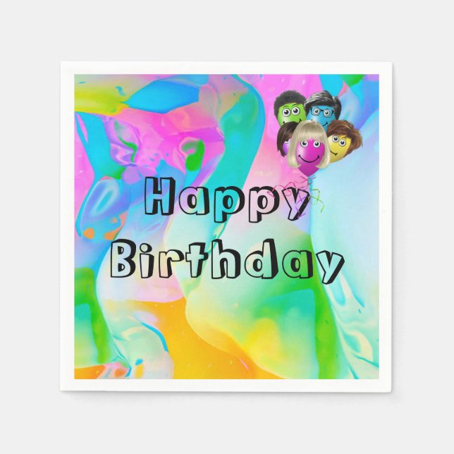 Serviette En Papier Balloirs des gens de fête d'anniversaire (Devant)
