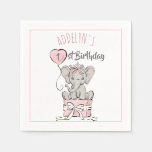 Serviette En Papier Ballon d'anniversaire d'enfant éléphant princesse