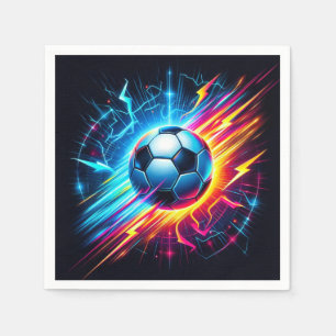 Serviette En Papier Ballon de football électrique futuriste éclair