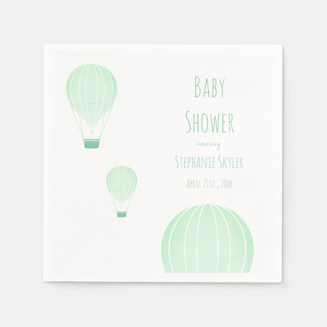 Serviette En Papier Ballons à air chaud vert | BABY SHOWER (Devant)