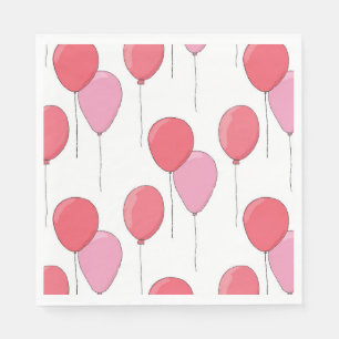 Serviette En Papier Ballons à air rose. Motif d'anniversaire de fille 