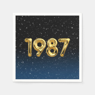 Serviette En Papier Ballons Anniversaire 1987 Dans Les Étoiles