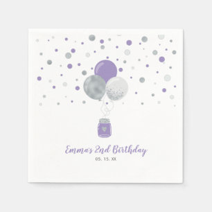 Serviette En Papier Ballons argent et violet, Anniversaire fille confe