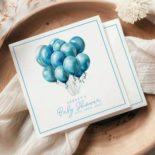 Serviette En Papier Ballons Bleus Aquarelle Baby shower garçon