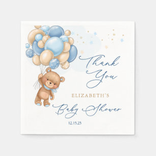 Serviette En Papier Ballons Bleus Teddy Bear Baby shower Merci
