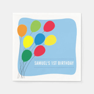 Serviette En Papier Ballons colorés garçons 1er anniversaire fête