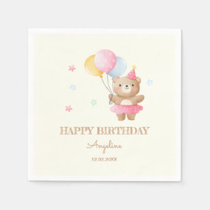 Serviette En Papier Ballons colorés mignon ours fille Anniversaire