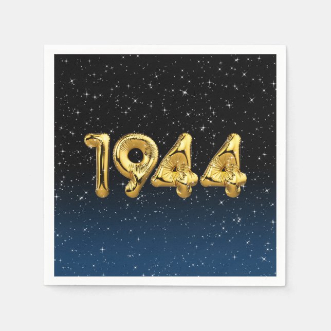 Serviette En Papier Ballons D'Anniversaire 1944 En Étoiles (Devant)